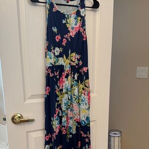 Floral Maxi Dress in Navy and Pink